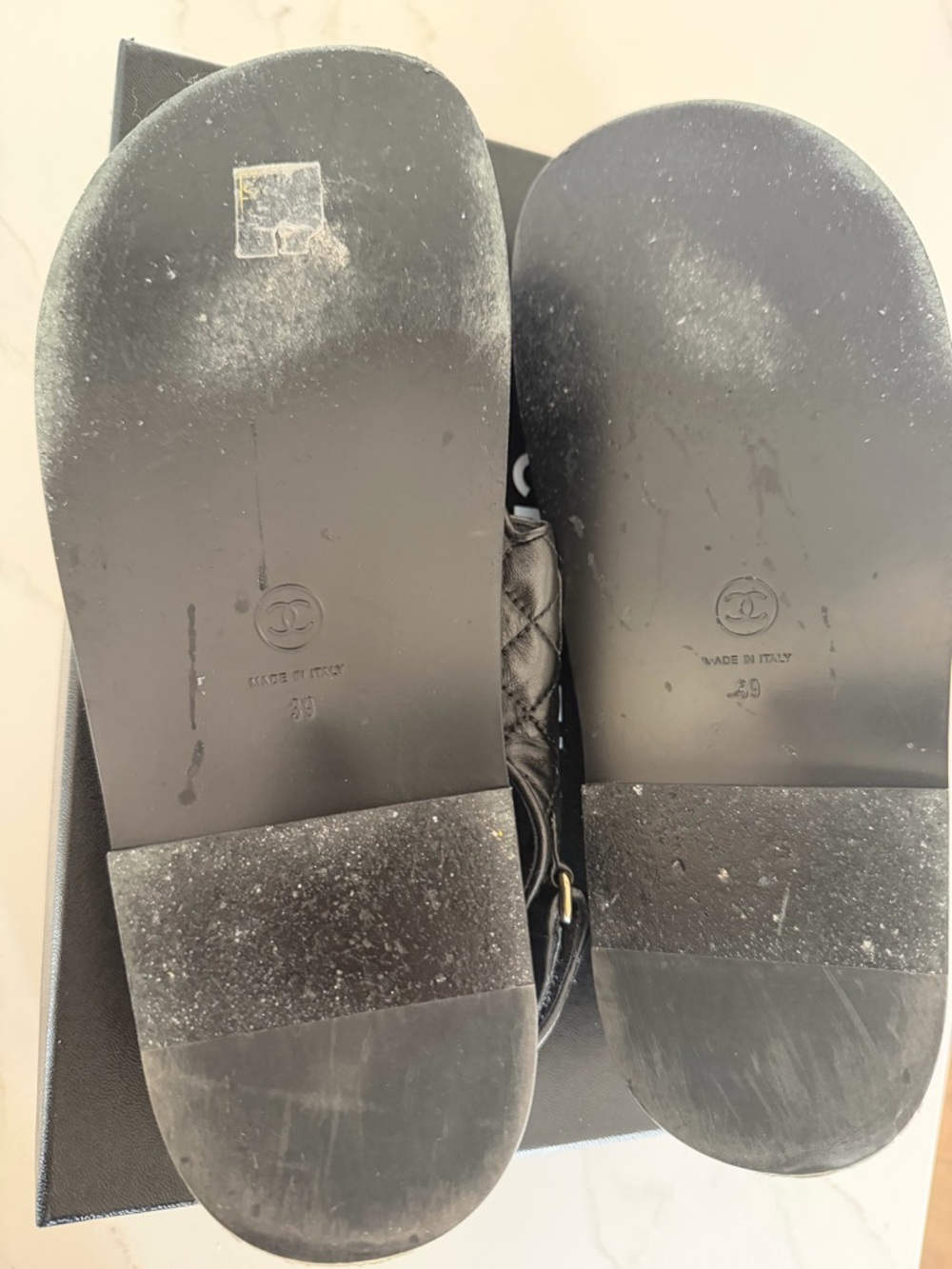 CHANEL Black Quilted Leather CC Logo Dad Sandals with Box - Picture 6 of 9
